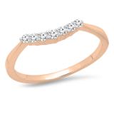 0.20 Carat (Ctw) 18K Rose Gold Round White Diamond Ladies 7 Stone Anniversary Wedding Band 1/5 CT