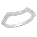 0.20 Carat (Ctw) 10K White Gold Round White Diamond Ladies Anniversary Wedding Contour Band 1/5 CT
