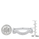0.20 Carat (Ctw) 10K White Gold Round White Diamond Ladies Anniversary Wedding Contour Band 1/5 CT