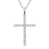 0.30 Carat (Ctw) 10K White Gold Round Diamond Ladies Cross Pendant 1/3 CT (Silver Chain Included)