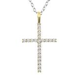 0.30 Carat (Ctw) 10K Yellow Gold Round Diamond Ladies Cross Pendant 1/3 CT (Silver Chain Included)