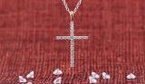 0.30 Carat (Ctw) 10K Yellow Gold Round Diamond Ladies Cross Pendant 1/3 CT (Silver Chain Included)