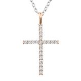 0.30 Carat (Ctw) 18K Rose Gold Round Diamond Ladies Cross Pendant 1/3 CT (Silver Chain Included)