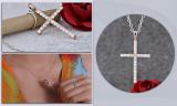 0.30 Carat (Ctw) 18K Rose Gold Round Diamond Ladies Cross Pendant 1/3 CT (Silver Chain Included)