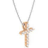 0.45 Carat (Ctw) 10K Rose Gold Round Diamond Ladies Cross Pendant 1/2 CT (Silver Chain Included)