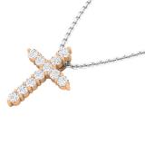 0.45 Carat (Ctw) 10K Rose Gold Round Diamond Ladies Cross Pendant 1/2 CT (Silver Chain Included)