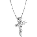 0.45 Carat (Ctw) 10K White Gold Round Diamond Ladies Cross Pendant 1/2 CT (Silver Chain Included)