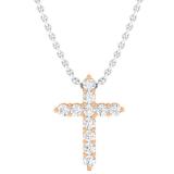 0.45 Carat (Ctw) 14K Rose Gold Round Diamond Ladies Cross Pendant 1/2 CT (Silver Chain Included)