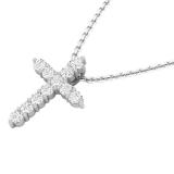 0.45 Carat (Ctw) 14K White Gold Round Diamond Ladies Cross Pendant 1/2 CT (Silver Chain Included)