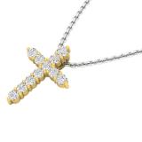 0.45 Carat (Ctw) 18K Yellow Gold Round Diamond Ladies Cross Pendant 1/2 CT (Silver Chain Included)