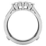0.85 Carat (Ctw) 14K White Gold Round Cut White Diamond Ladies Wedding 5 Stone Enhancer Double Ring
