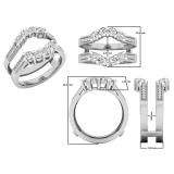 0.85 Carat (Ctw) 14K White Gold Round Cut White Diamond Ladies Wedding 5 Stone Enhancer Double Ring
