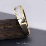 0.25 Carat (Ctw) 10K Yellow Gold Round White Diamond Men's Hip Hop Anniversary Wedding Band 1/4 CT