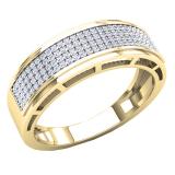 0.30 Carat (Ctw) 10K Yellow Gold Round White Diamond Men's Hip Hop Anniversary Wedding Band 1/3 CT