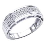 0.30 Carat (Ctw) 14K White Gold Round White Diamond Men's Hip Hop Anniversary Wedding Band 1/3 CT