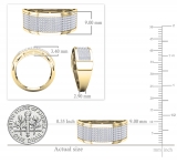 0.50 Carat (Ctw) 10K Yellow Gold Round White Diamond Men's Hip Hop Anniversary Wedding Band 1/2 CT
