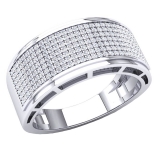 0.55 Carat (Ctw) 10K White Gold Round White Diamond Men's Hip Hop Anniversary Wedding Band 1/2 CT