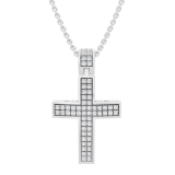 0.35 Carat (Ctw) Sterling Silver Round Diamond Ladies Cross Pendant 1/3 (Silver Chain Included)