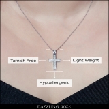 0.35 Carat (Ctw) Sterling Silver Round Diamond Ladies Cross Pendant 1/3 (Silver Chain Included)
