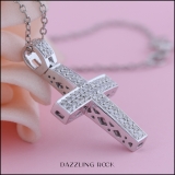 0.35 Carat (Ctw) Sterling Silver Round Diamond Ladies Cross Pendant 1/3 (Silver Chain Included)