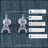 0.15 Carat (ctw) Sterling Silver Round Cut Diamond Eiffel Tower Earrings