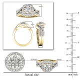 2.55 Carat (Ctw) 10K Yellow Gold Round Cut Cubic Zirconia Ladies Halo Engagement Ring Set 2 1/2 CT