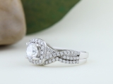 2.55 Carat (Ctw) 14K White Gold Round Cut Cubic Zirconia Ladies Halo Engagement Ring Set 2 1/2 CT