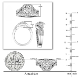 2.55 Carat (Ctw) 14K White Gold Round Cut Cubic Zirconia Ladies Halo Engagement Ring Set 2 1/2 CT