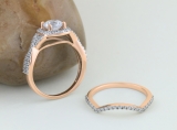 2.55 Carat (Ctw) 18K Rose Gold Round Cut Cubic Zirconia Ladies Halo Engagement Ring Set 2 1/2 CT