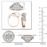 2.55 Carat (Ctw) 18K Rose Gold Round Cut Cubic Zirconia Ladies Halo Engagement Ring Set 2 1/2 CT
