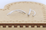 0.22 Carat (Ctw) Sterling Silver Round Cut White Diamond Ladies Crawler Climber Earrings 1/4 CT