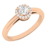 0.35 Carat (ctw) 10K Rose Gold Round Diamond Ladies Bridal Halo Style Engagement Ring 1/3 CT