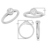 0.35 Carat (ctw) 10K White Gold Round Diamond Ladies Bridal Halo Style Engagement Ring 1/3 CT