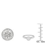 0.35 Carat (ctw) 10K White Gold Round Diamond Ladies Bridal Halo Style Engagement Ring 1/3 CT