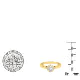 0.35 Carat (ctw) 14K Yellow Gold Round Diamond Ladies Bridal Halo Style Engagement Ring 1/3 CT