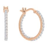 0.45 Carat (ctw) 14K Rose Gold Round White Diamond Fine In And Out Hoop Earrings 1/2 CT