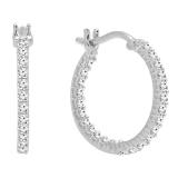 0.45 Carat (ctw) 14K White Gold Round White Diamond Fine In And Out Hoop Earrings 1/2 CT