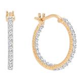 0.45 Carat (ctw) 14K Yellow Gold Round White Diamond Fine In And Out Hoop Earrings 1/2 CT