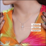 Round White Diamond Heart Shaped Religious Cross Pendant with 18 Inch Silver Chain for Women (0.20 ctw Color I-J Clarity I1-I2) in 18K White Gold