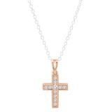 0.25 Carat (ctw) 10K Rose Gold Round Diamond Religious Cross Pendant 1/4 CT (Chain Included)