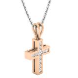 0.25 Carat (ctw) 10K Rose Gold Round Diamond Religious Cross Pendant 1/4 CT (Chain Included)