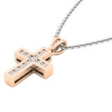 0.25 Carat (ctw) 10K Rose Gold Round Diamond Religious Cross Pendant 1/4 CT (Chain Included)