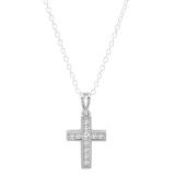 0.25 Carat (ctw) 10K White Gold Round Diamond Religious Cross Pendant 1/4 CT (Chain Included)