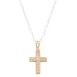 0.25 Carat (ctw) 10K Yellow Gold Round Diamond Religious Cross Pendant 1/4 CT (Chain Included)