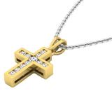 0.25 Carat (ctw) 10K Yellow Gold Round Diamond Religious Cross Pendant 1/4 CT (Chain Included)