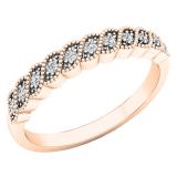 0.11 Carat (ctw) 10K Rose Gold Round Diamond Ladies Wedding Anniversary Milgrain Stackable Band