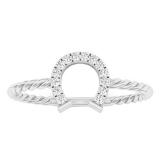 0.07 Carat (ctw) 10K White Gold Round White Diamond Ladies Right Hand Horse Shoe Ring
