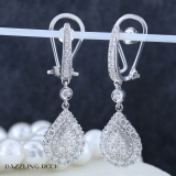 1.65 Carat (ctw) 10K White Gold Round White Diamond Ladies Dangling Drop Earrings