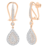 1.65 Carat (ctw) 14K Rose Gold Round White Diamond Ladies Dangling Drop Earrings