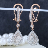 1.65 Carat (ctw) 14K Rose Gold Round White Diamond Ladies Dangling Drop Earrings